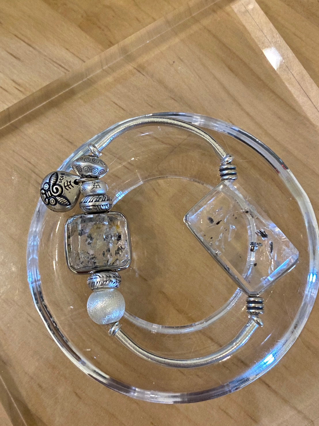 閃靈鑽水膽流沙晶中晶|純銀訂製款|獨一無二的靈性珍寶